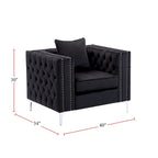 Wohnzimmer-Set aus Samtstoff mit Sofa und Zweisitzer