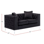 Wohnzimmer-Set aus Samtstoff mit Sofa und Zweisitzer