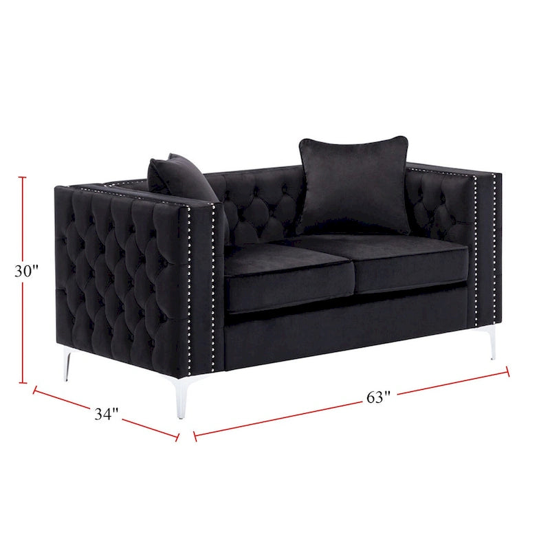Wohnzimmer-Set aus Samtstoff mit Sofa und Zweisitzer