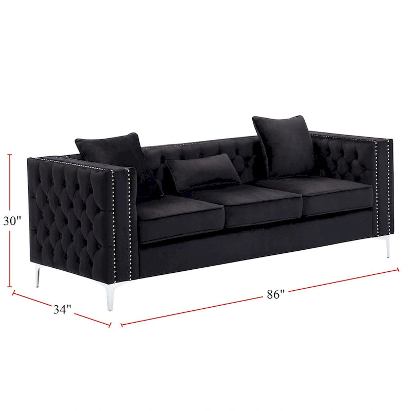 Wohnzimmer-Set aus Samtstoff mit Sofa und Zweisitzer