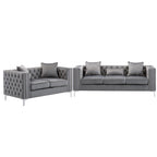 Wohnzimmer-Set aus Samtstoff mit Sofa und Zweisitzer