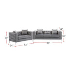 Wohnzimmer-Set aus Samtstoff mit Sofa und Zweisitzer