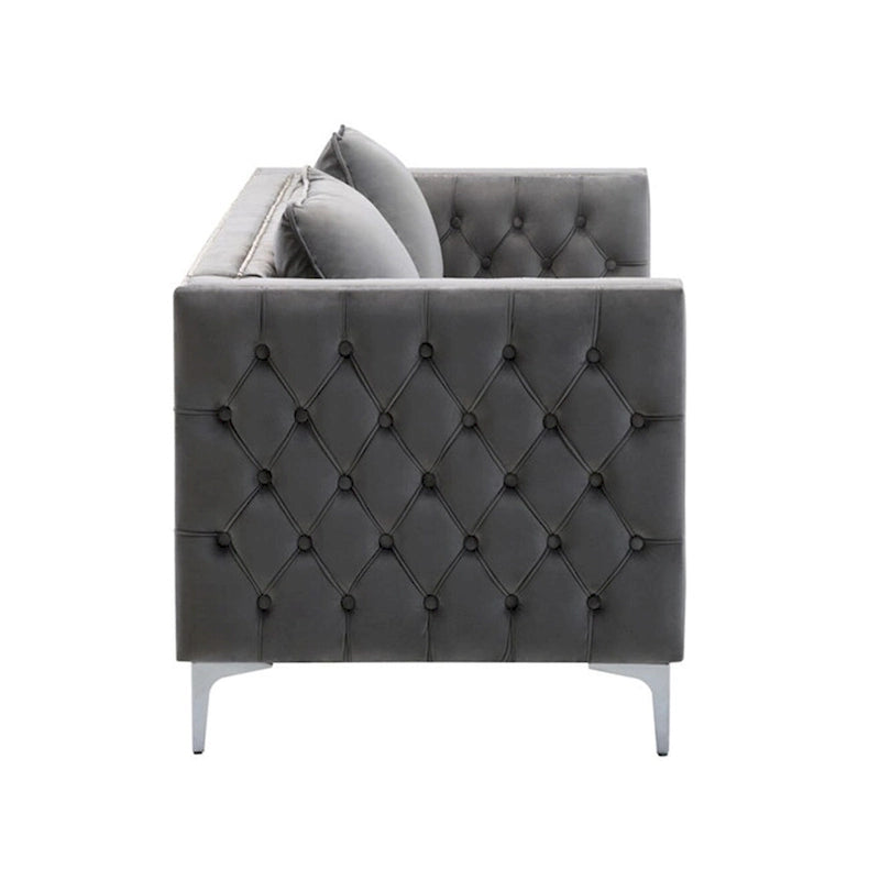 Wohnzimmer-Set aus Samtstoff mit Sofa und Zweisitzer