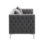 Wohnzimmer-Set aus Samtstoff mit Sofa und Zweisitzer