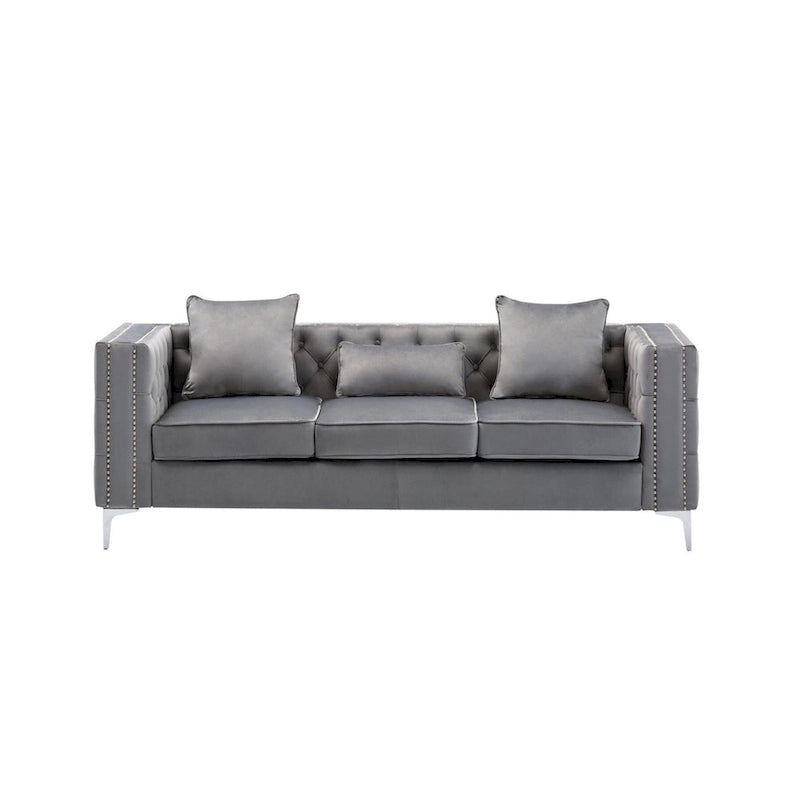 Wohnzimmer-Set aus Samtstoff mit Sofa und Zweisitzer