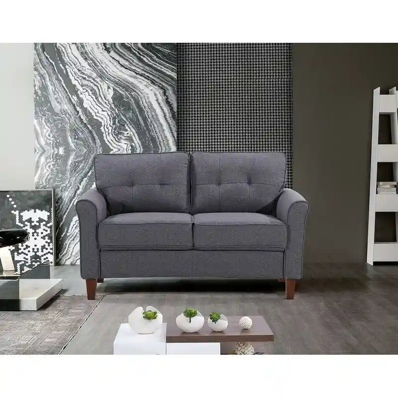 Ensemble de salon Kouchouk capitonné de style moderne du milieu du siècle, 2 pièces - causeuse et canapé