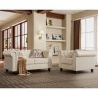 Fauteuil club deux places Chesterfield classique Morden Fort, capitonné et revêtu de velours, 2 pièces avec clous décoratifs, pour le salon