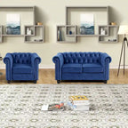 Fauteuil club deux places Chesterfield classique Morden Fort, capitonné et revêtu de velours, 2 pièces avec clous décoratifs, pour le salon