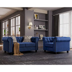 Fauteuil club deux places Chesterfield classique Morden Fort, capitonné et revêtu de velours, 2 pièces avec clous décoratifs, pour le salon