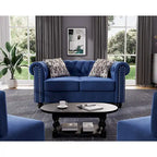 Fauteuil club deux places Chesterfield classique Morden Fort, capitonné et revêtu de velours, 2 pièces avec clous décoratifs, pour le salon