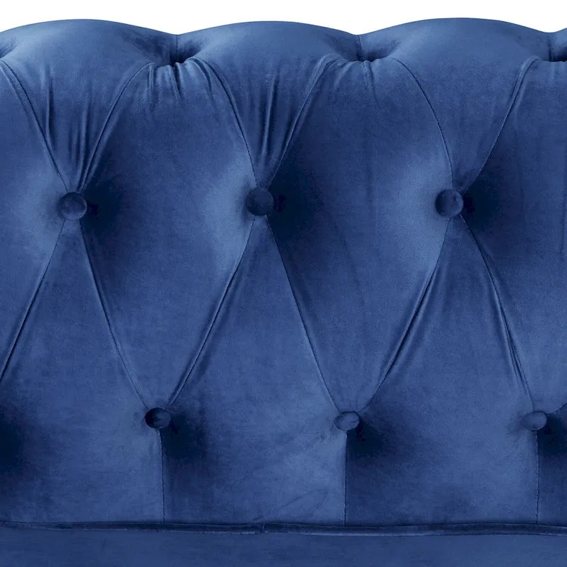 Fauteuil club deux places Chesterfield classique Morden Fort, capitonné et revêtu de velours, 2 pièces avec clous décoratifs, pour le salon
