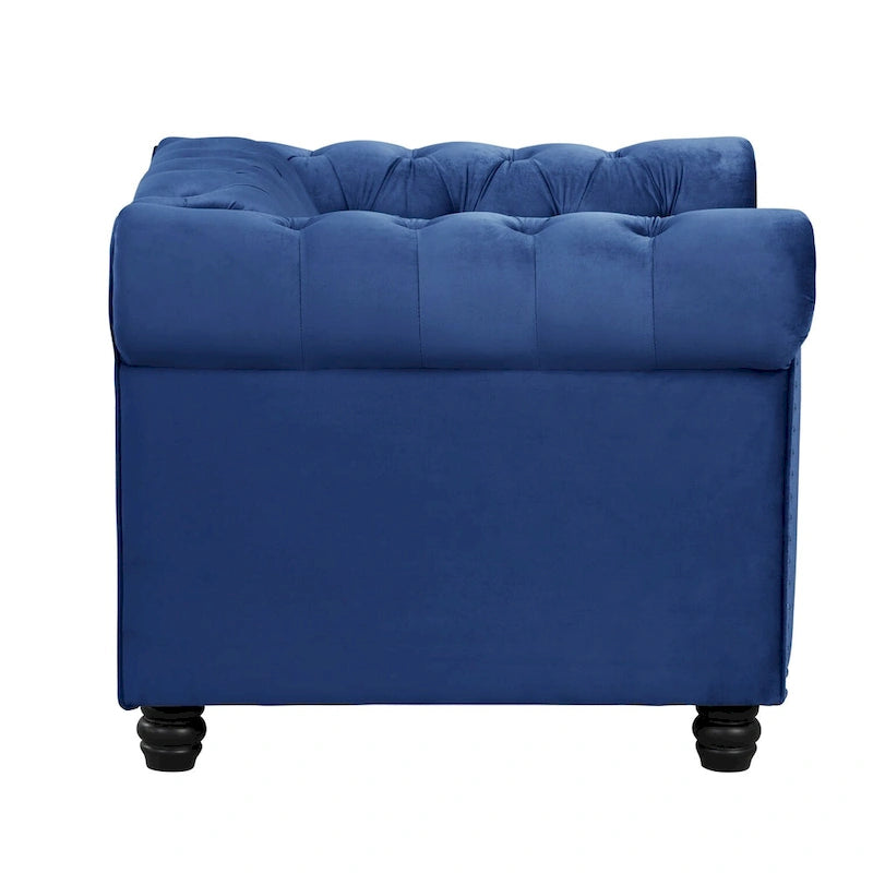 Fauteuil club deux places Chesterfield classique Morden Fort, capitonné et revêtu de velours, 2 pièces avec clous décoratifs, pour le salon