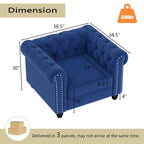 Fauteuil club deux places Chesterfield classique Morden Fort, capitonné et revêtu de velours, 2 pièces avec clous décoratifs, pour le salon