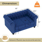 Fauteuil club deux places Chesterfield classique Morden Fort, capitonné et revêtu de velours, 2 pièces avec clous décoratifs, pour le salon