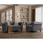 Fauteuil club deux places Chesterfield classique Morden Fort, capitonné et revêtu de velours, 2 pièces avec clous décoratifs, pour le salon