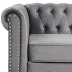 Fauteuil club deux places Chesterfield classique Morden Fort, capitonné et revêtu de velours, 2 pièces avec clous décoratifs, pour le salon