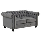 Fauteuil club deux places Chesterfield classique Morden Fort, capitonné et revêtu de velours, 2 pièces avec clous décoratifs, pour le salon