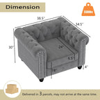 Fauteuil club deux places Chesterfield classique Morden Fort, capitonné et revêtu de velours, 2 pièces avec clous décoratifs, pour le salon