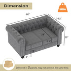 Fauteuil club deux places Chesterfield classique Morden Fort, capitonné et revêtu de velours, 2 pièces avec clous décoratifs, pour le salon