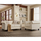 Fauteuil club deux places Chesterfield classique Morden Fort, capitonné et revêtu de velours, 2 pièces avec clous décoratifs, pour le salon