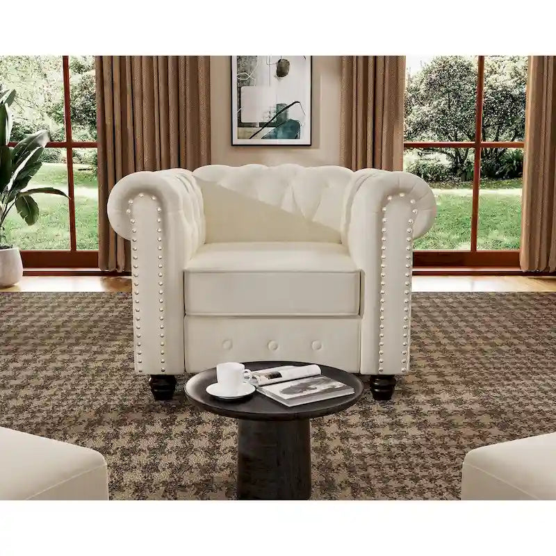 Fauteuil club deux places Chesterfield classique Morden Fort, capitonné et revêtu de velours, 2 pièces avec clous décoratifs, pour le salon