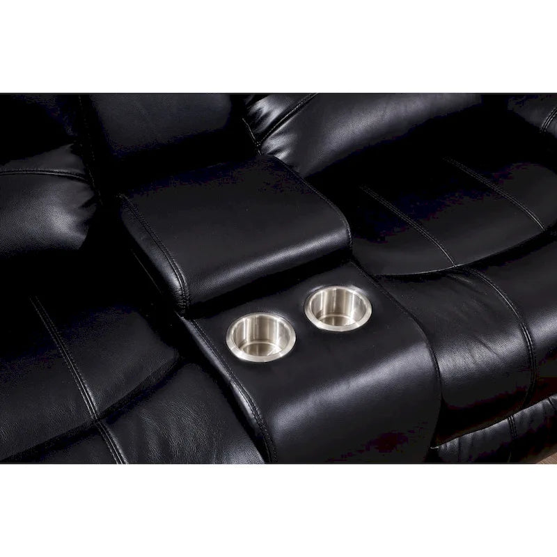 Betsy Furniture — 2-osobowa dwuosobowa sofa z elektryczną funkcją rozkładania, ze skóry klejonej, z konsolą, 8018