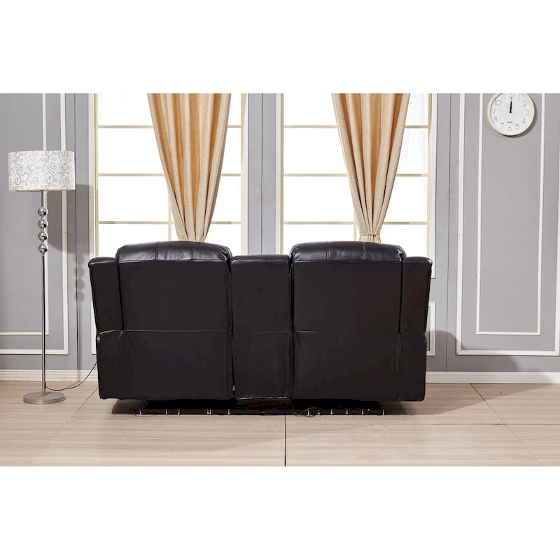 Betsy Furniture — 2-osobowa dwuosobowa sofa z elektryczną funkcją rozkładania, ze skóry klejonej, z konsolą, 8018