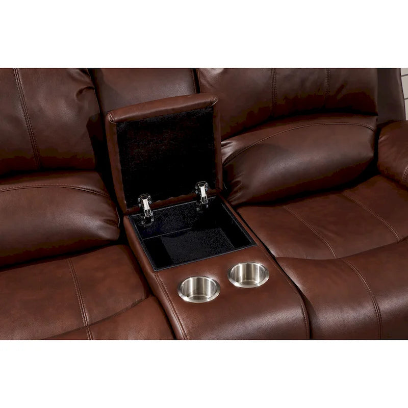 Betsy Furniture — 2-osobowa dwuosobowa sofa z elektryczną funkcją rozkładania, ze skóry klejonej, z konsolą, 8018