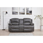 Betsy Furniture — 2-osobowa dwuosobowa sofa z elektryczną funkcją rozkładania, ze skóry klejonej, z konsolą, 8018