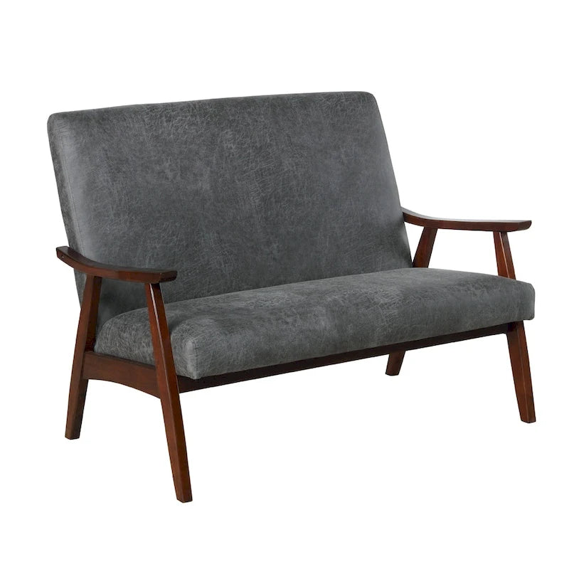 Zeitgemäße Zweisitzerbank aus Kunstleder „Balf“ von Furniture of America