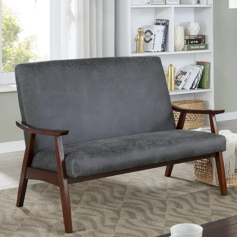 Zeitgemäße Zweisitzerbank aus Kunstleder „Balf“ von Furniture of America