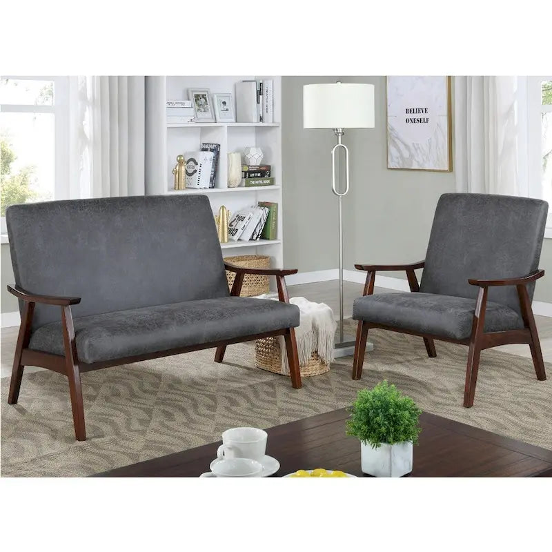 Zeitgemäße Zweisitzerbank aus Kunstleder „Balf“ von Furniture of America