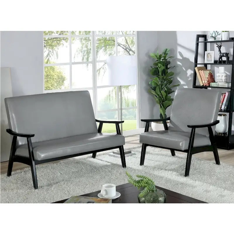 Zeitgemäße Zweisitzerbank aus Kunstleder „Balf“ von Furniture of America