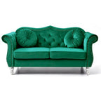 Hollywood 68 inç kadife Chesterfield iki kişilik koltuk, 2 dekoratif yastıklı - 68L x 35W x 34H