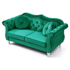 Hollywood 68 inç kadife Chesterfield iki kişilik koltuk, 2 dekoratif yastıklı - 68L x 35W x 34H