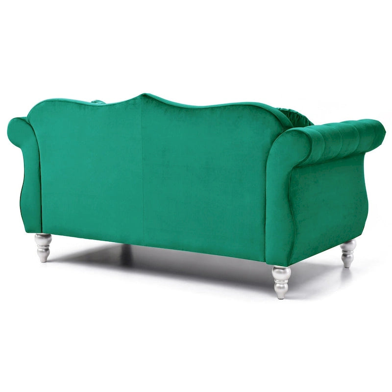 Hollywood 68 inç kadife Chesterfield iki kişilik koltuk, 2 dekoratif yastıklı - 68L x 35W x 34H