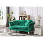 Hollywood 68 inç kadife Chesterfield iki kişilik koltuk, 2 dekoratif yastıklı - 68L x 35W x 34H