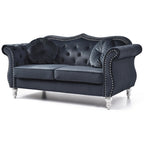 Hollywood 68 inç kadife Chesterfield iki kişilik koltuk, 2 dekoratif yastıklı - 68L x 35W x 34H