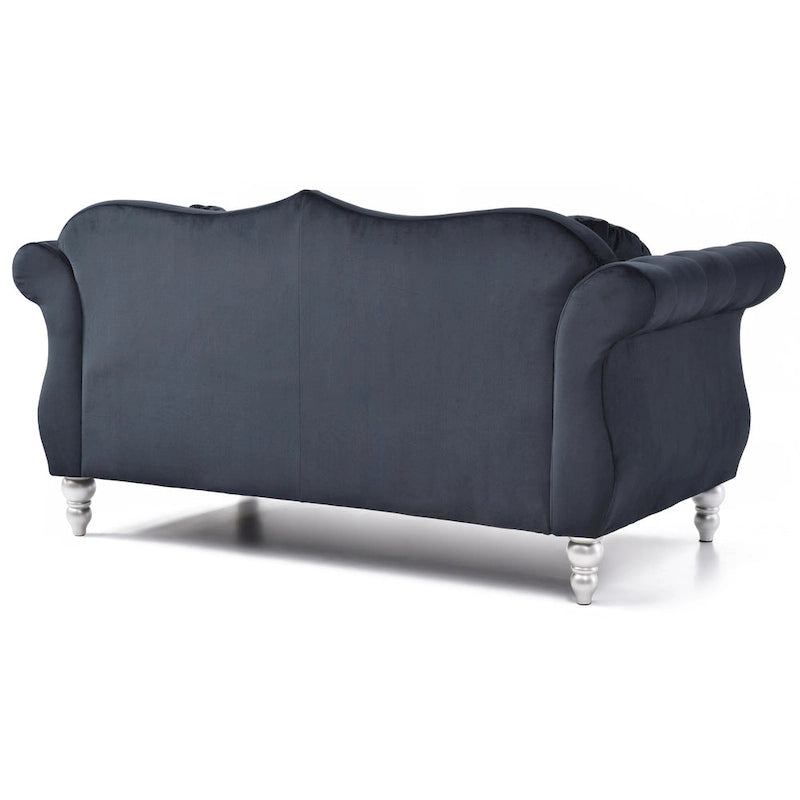 Hollywood 68 inç kadife Chesterfield iki kişilik koltuk, 2 dekoratif yastıklı - 68L x 35W x 34H