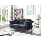 Hollywood 68 inç kadife Chesterfield iki kişilik koltuk, 2 dekoratif yastıklı - 68L x 35W x 34H