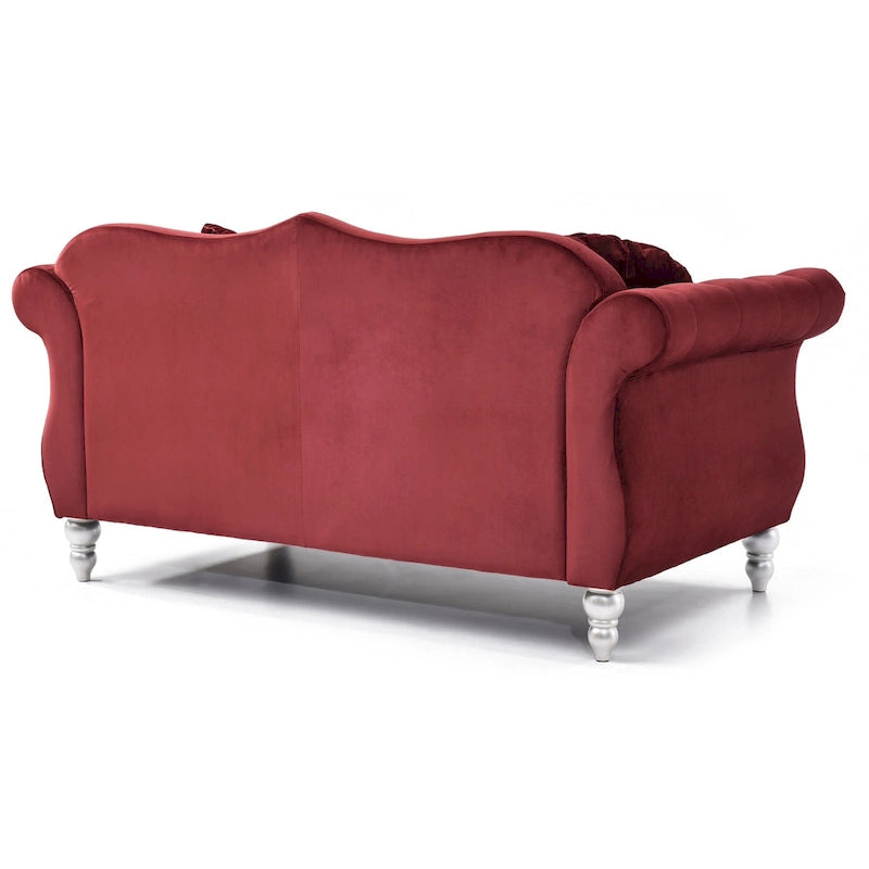 Hollywood 68 inç kadife Chesterfield iki kişilik koltuk, 2 dekoratif yastıklı - 68L x 35W x 34H