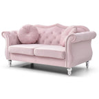 Hollywood 68 inç kadife Chesterfield iki kişilik koltuk, 2 dekoratif yastıklı - 68L x 35W x 34H
