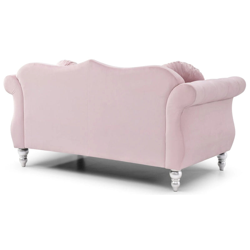 Hollywood 68 inç kadife Chesterfield iki kişilik koltuk, 2 dekoratif yastıklı - 68L x 35W x 34H