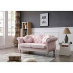 Hollywood 68 inç kadife Chesterfield iki kişilik koltuk, 2 dekoratif yastıklı - 68L x 35W x 34H