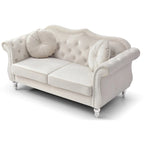 Hollywood 68 inç kadife Chesterfield iki kişilik koltuk, 2 dekoratif yastıklı - 68L x 35W x 34H