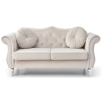 Hollywood 68 inç kadife Chesterfield iki kişilik koltuk, 2 dekoratif yastıklı - 68L x 35W x 34H