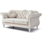Hollywood 68 inç kadife Chesterfield iki kişilik koltuk, 2 dekoratif yastıklı - 68L x 35W x 34H