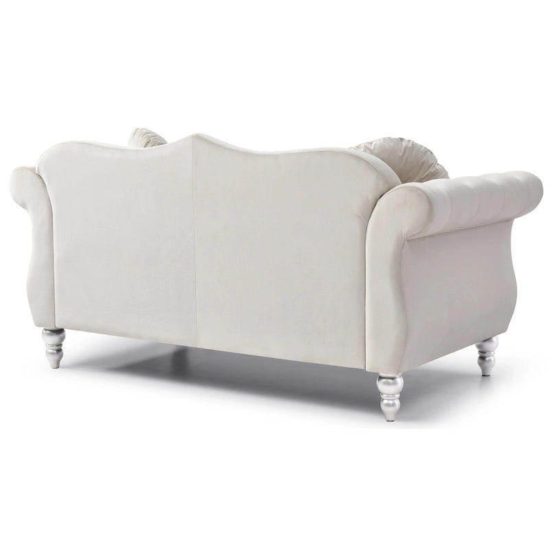 Hollywood 68 inç kadife Chesterfield iki kişilik koltuk, 2 dekoratif yastıklı - 68L x 35W x 34H