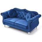 Hollywood 68 inç kadife Chesterfield iki kişilik koltuk, 2 dekoratif yastıklı - 68L x 35W x 34H