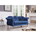 Hollywood 68 inç kadife Chesterfield iki kişilik koltuk, 2 dekoratif yastıklı - 68L x 35W x 34H
